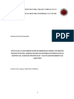 Efecto de La Suplementación de Minerales Sobre Los Índices Zootécnicos y Reproductivos Del Ganado Bovino en Sistemas Extensivos