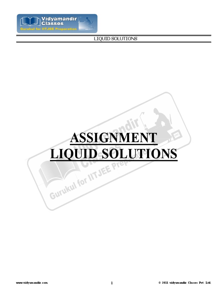 IIT JEE2013 - Liquid Solution - I | PDF | Solution | Vapor