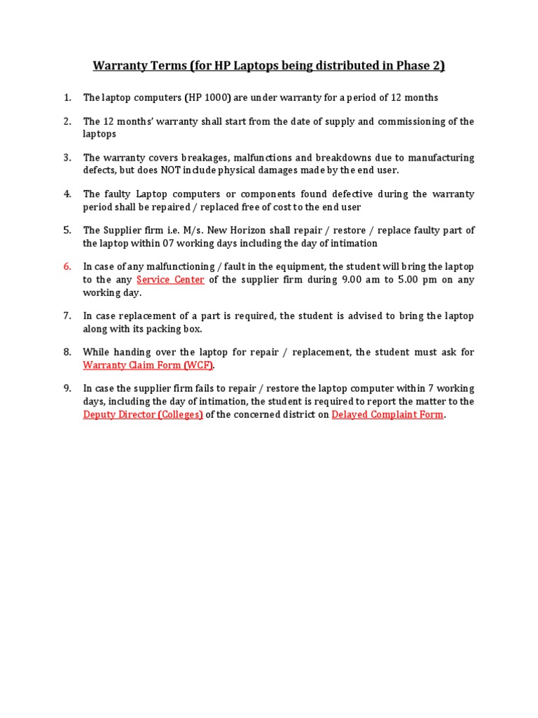 Warranty Terms HP Laptop | PDF | Laptop | Computing