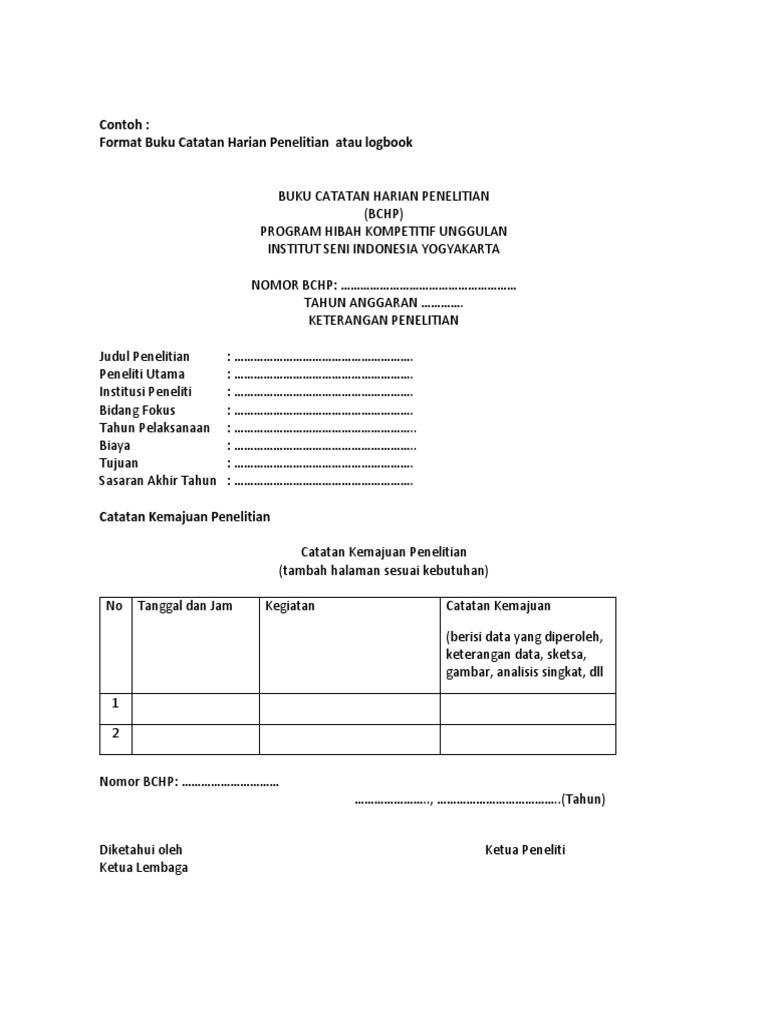 Format Laporan Kemajuan Pelaksanaan Penelitian LPT ISI
