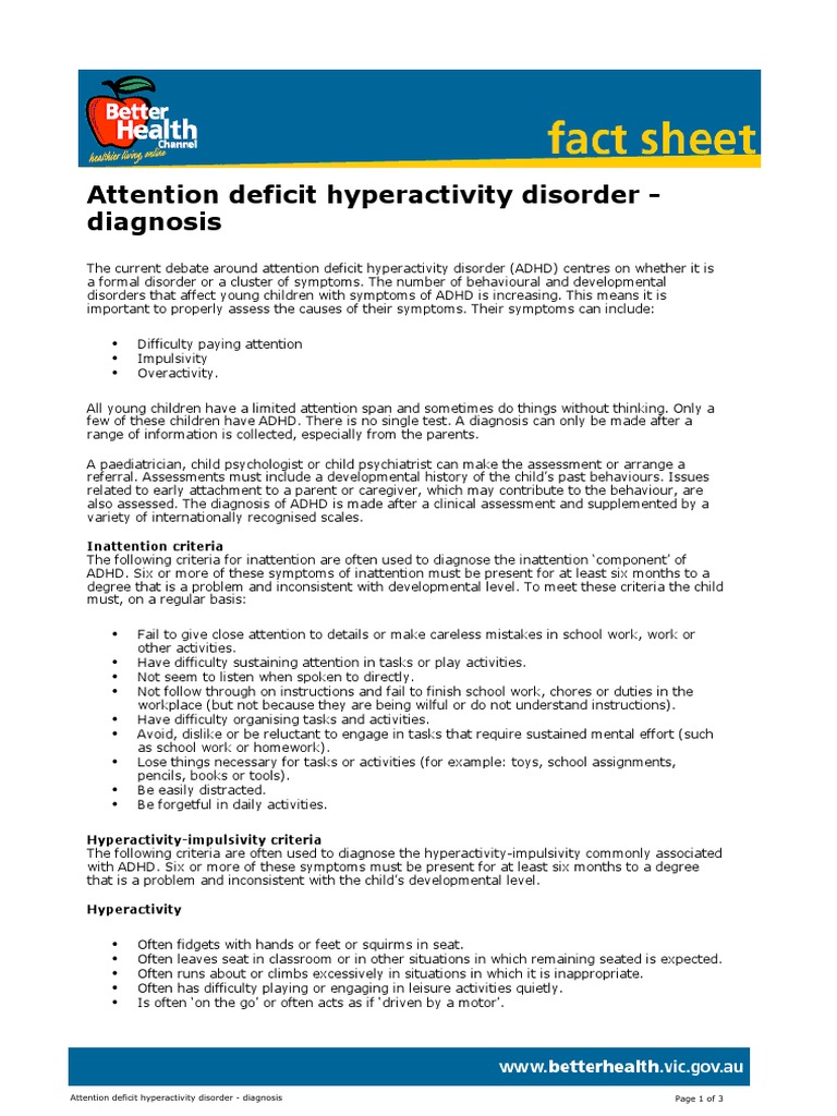 Attention Deficit Hyperactivity Disorder - Diagnosis: Inattention ...