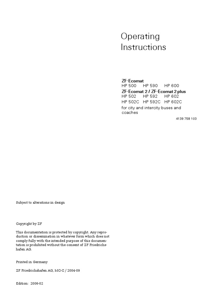 ZF-Ecomat and Ecomat 2 | PDF | Automatic Transmission | Transmission ...