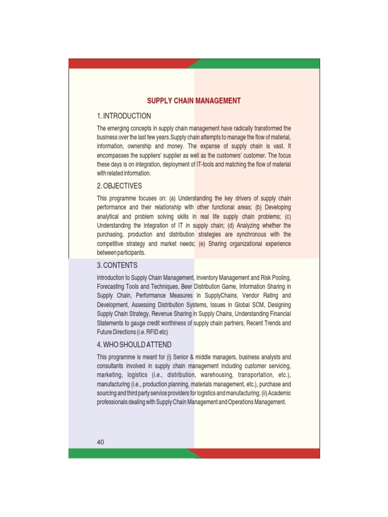 Supply Chain Management Program Overview | PDF