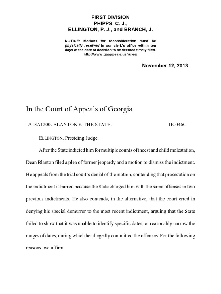 In The Court of Appeals of Georgia: First Division Phipps, C. J ...