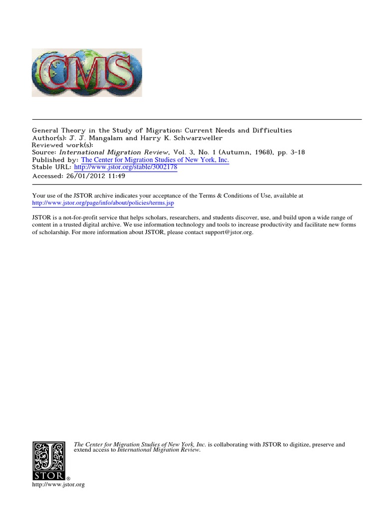 IMR 3, Vol 1, 1968 | PDF | Sociology | Immigration