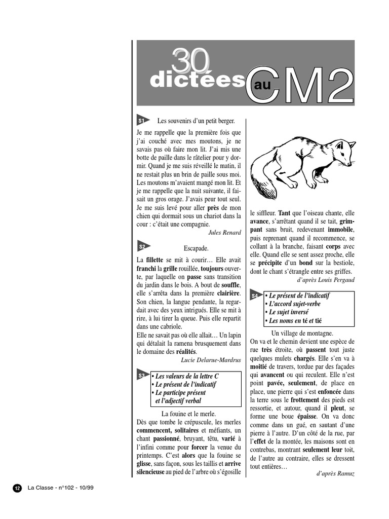 Dictées Préparées Cm2 Gratuites Pdf 30 Dictées Au CM2 | PDF | La nature