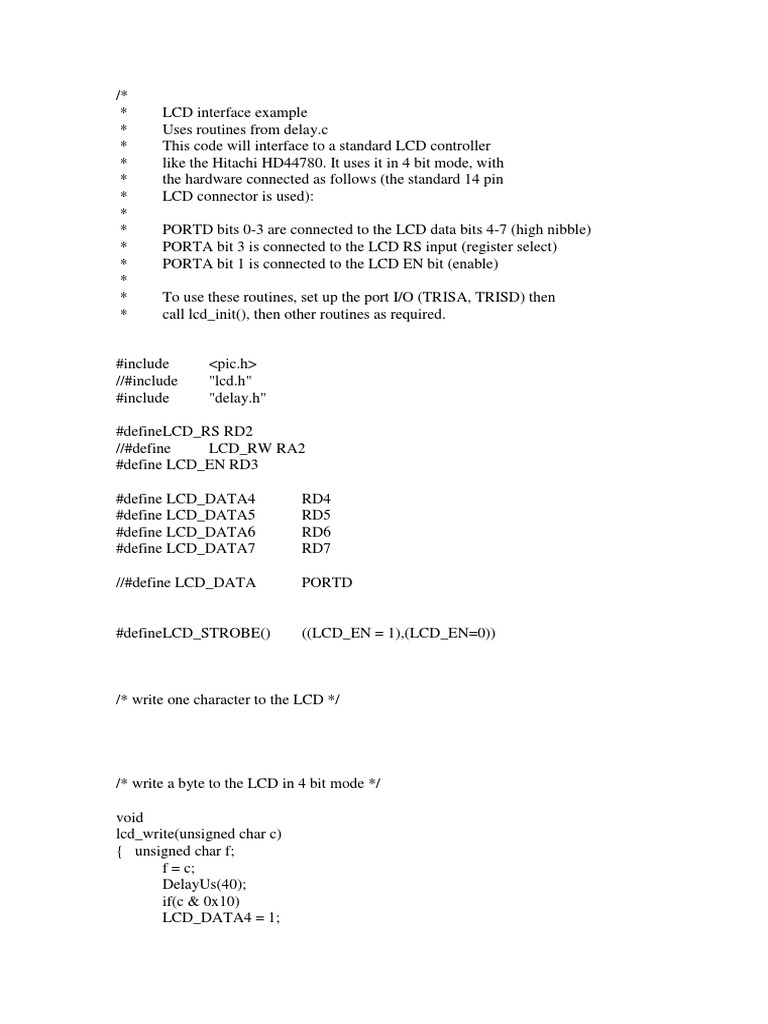 LCD Interface Code Example | PDF | Areas Of Computer Science | Computer ...