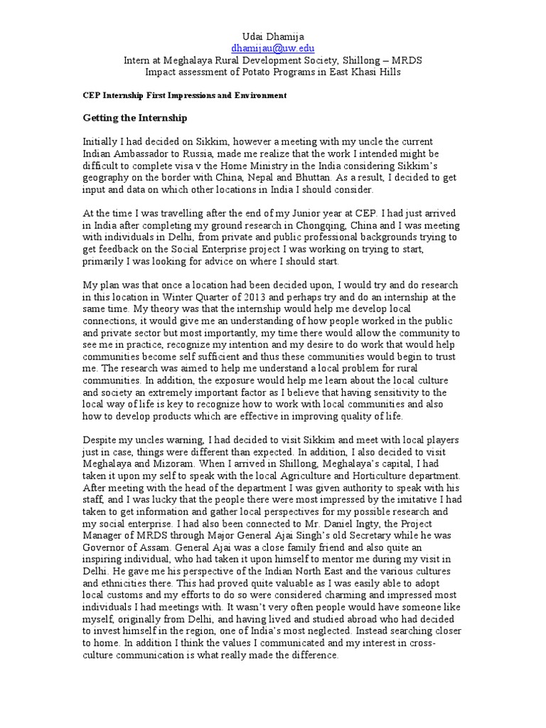 Internship Essay Example | Internship Experience Sample | blogger.com