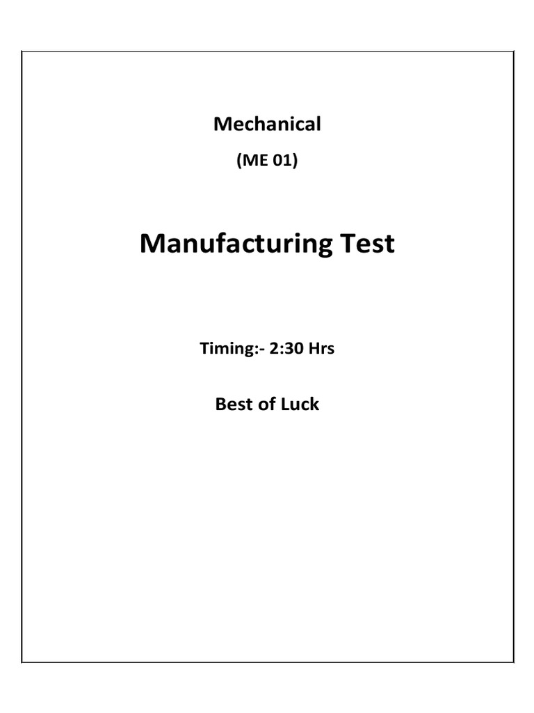 Mechanical Manufacturing Test Guide | PDF