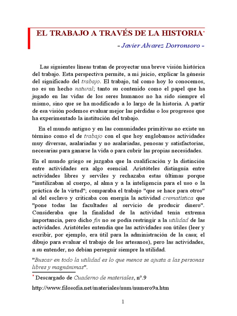 Evolución del Trabajo a lo Largo de la Historia | PDF | Ocio | Unión ...