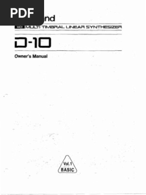 Roland D 10 Owners Manual Vol 1 Basic Searchable Synthesizer Random Access Memory