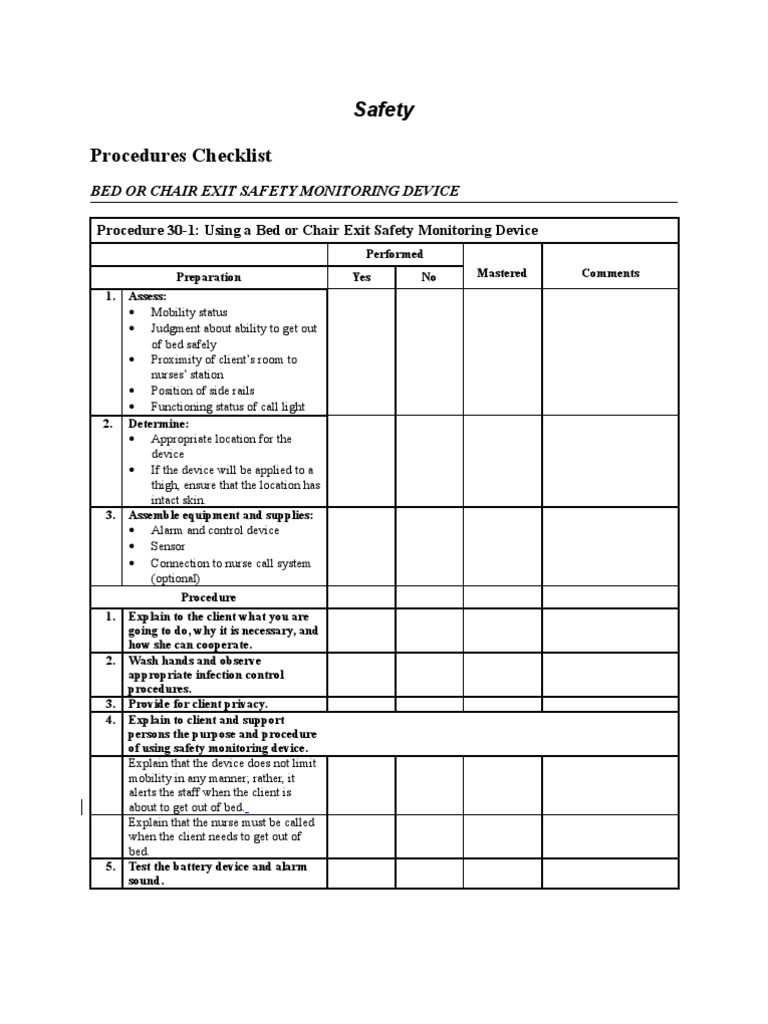 Safety Checklist | PDF | Infection Control | Nursing