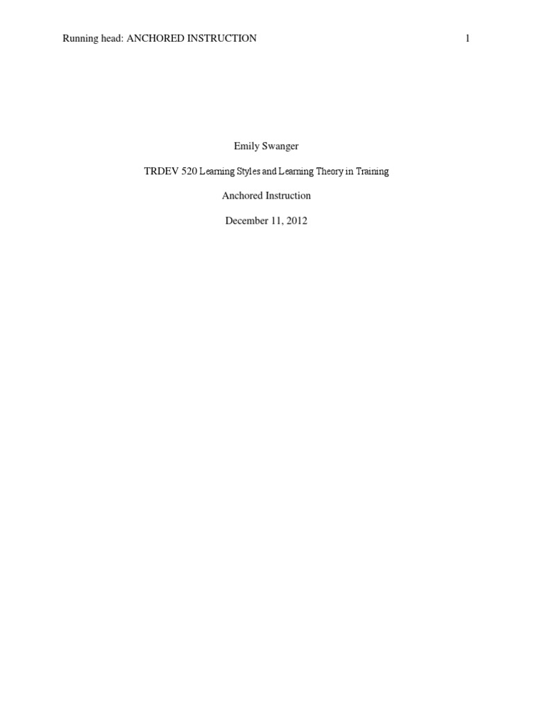 Anchored Instruction Research Paper | PDF | Expert | Learning