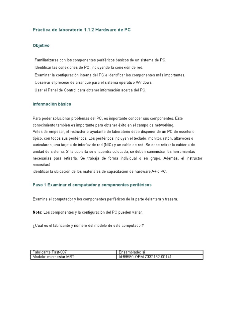 Practica 1 | PDF | Periférico | Hardware de la computadora