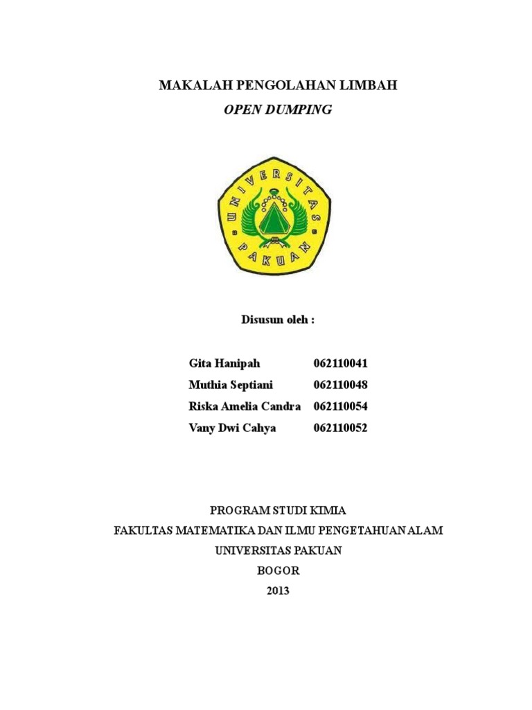 Makalah  Pengolahan Limbah  OPEN DUMPING PDF  Makalah  Pengolahan Limbah  OPEN DUMPING PDF