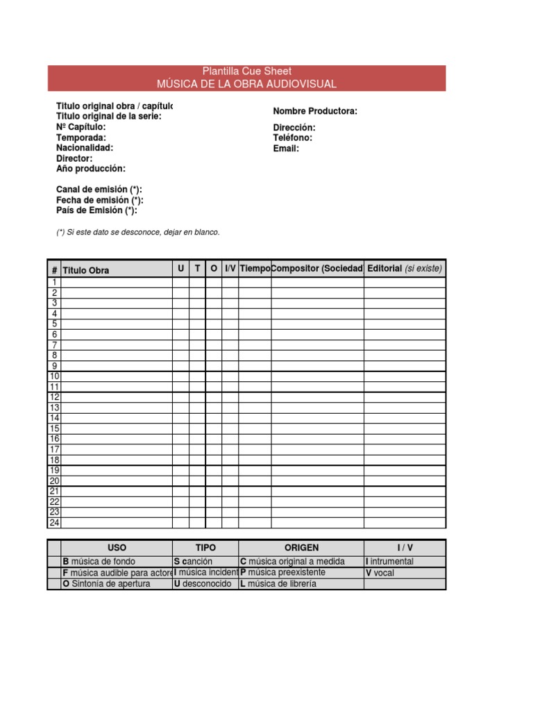 Cue Sheet | PDF