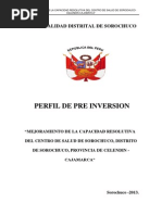 Perfil de Centro de Salud Sorochuco Segun Snip