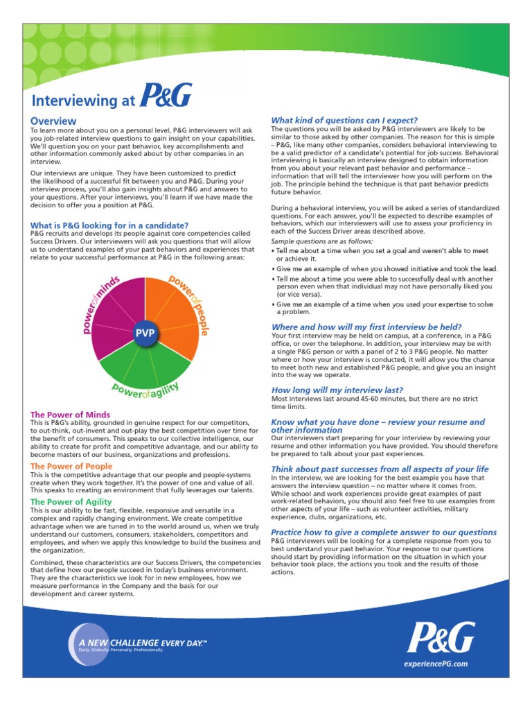 P&G Interview Process and Success Drivers | PDF