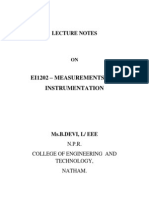 Measurements and Instrumentation Lecture Notes