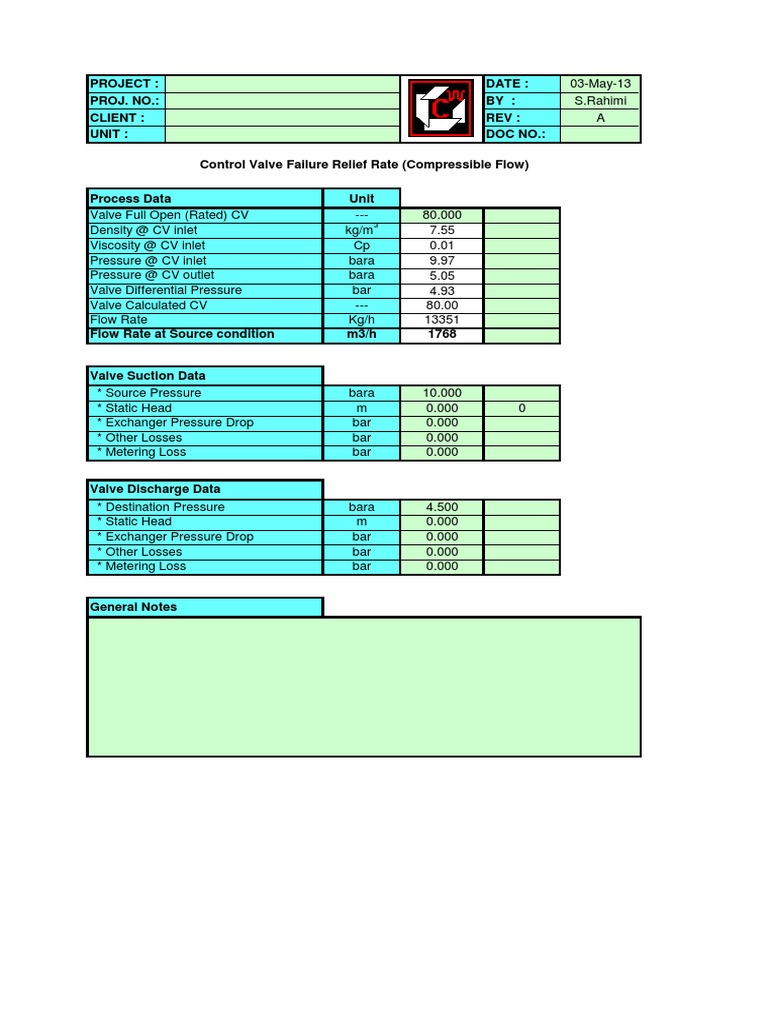 Control Valve Failure Relief Rate Gas Service PDF Valve
