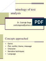 Terminology of Text Analysis: Dr. Codru Ţa Goşa Codrutagosa@yahoo - Co.uk