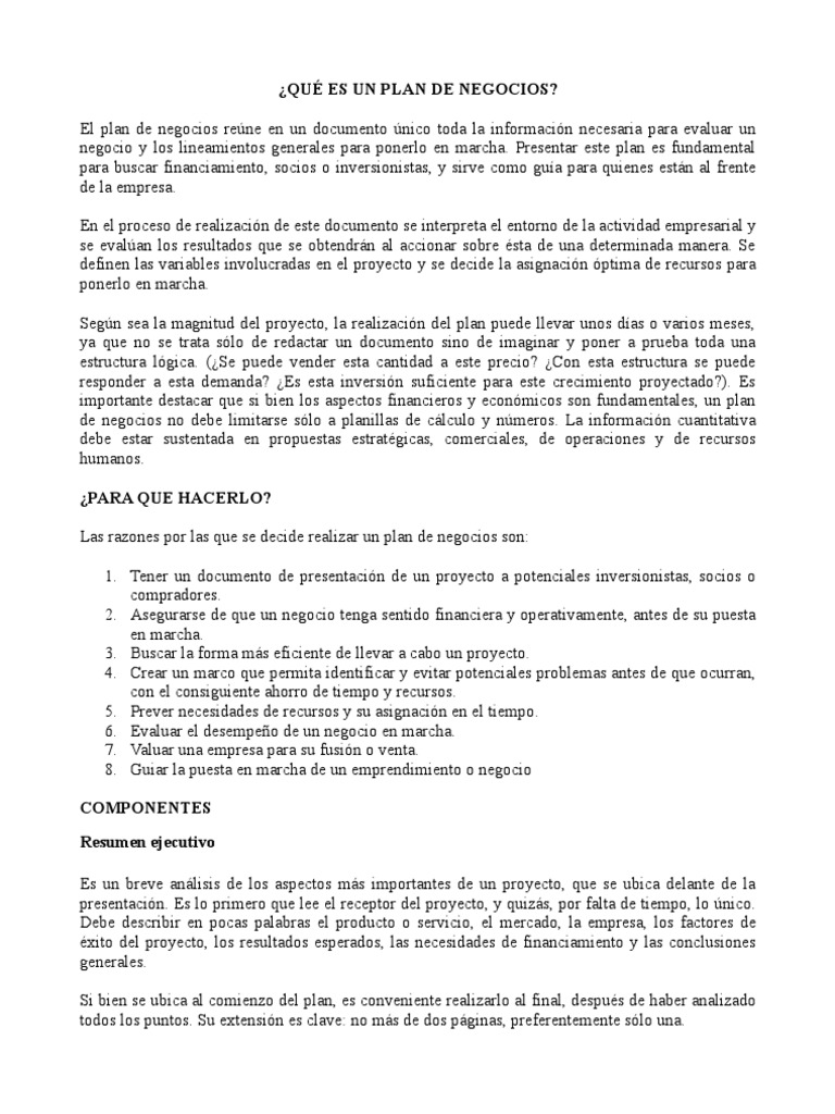 Guía para Elaborar un Plan de Negocios | PDF | Análisis FODA | Marketing