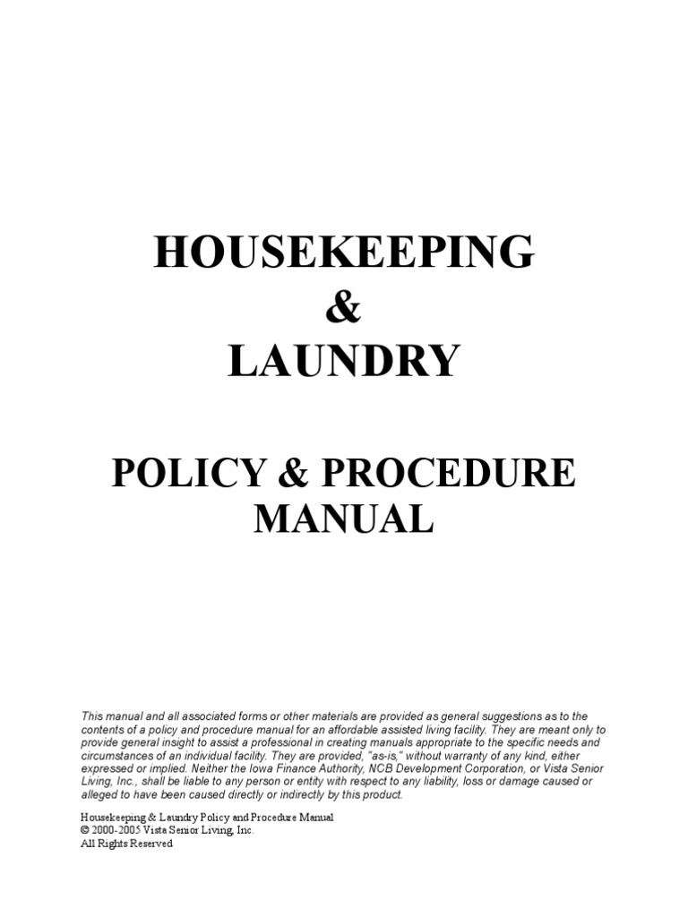 Housekeeping Manual | PDF | Housekeeping | Domestic Life