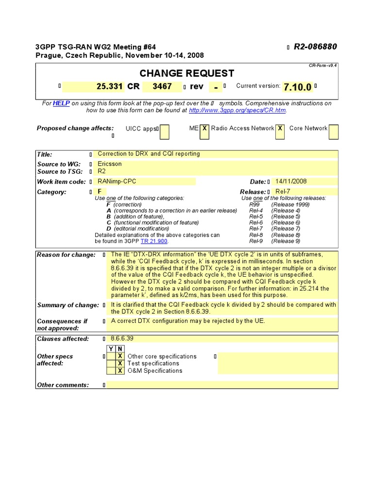 Correction to DTX and CQI Reporting | PDF | Internet