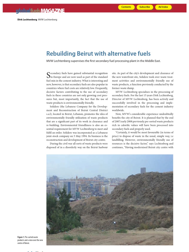 Rebuilding Beirut With Alternative Fuels Pdf Beirut Lebanon