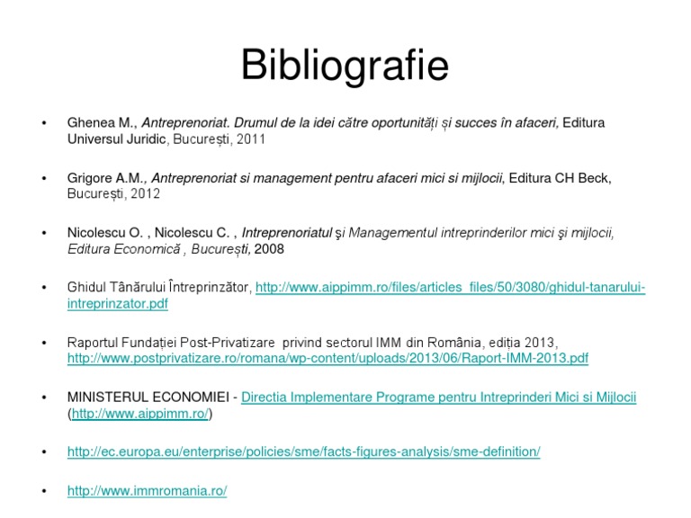 Bibliografie Managementul Imm Urilor