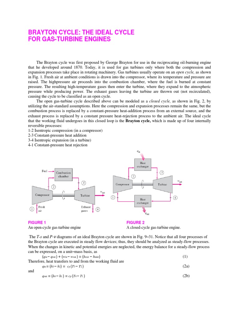 Brayton Cycle for Gas Turbines Explained | PDF