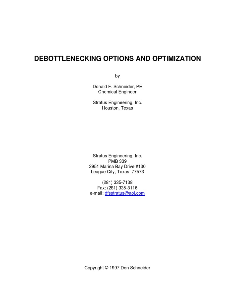 Debottlenecking Options and Optimization | PDF | Pump | Distillation