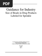 Guidance For Industry: Size of Beads in Drug Products Labeled For Sprinkle