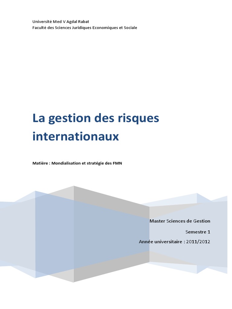 Thème N°6 La Gestion Des Risques Internationaux | PDF | Taux de change ...