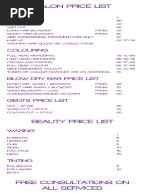 a3 price list and opening times