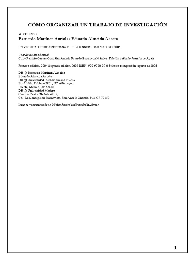 Como Organizar Un Trabajo de Investigacion PDF Información Conocimiento