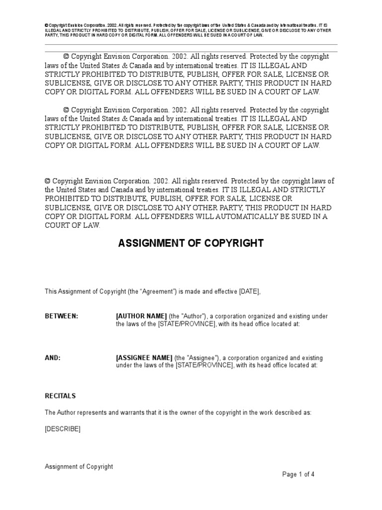 Assignment of copyright template picture