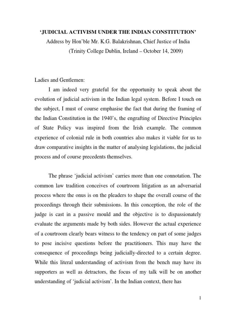 Judicial Activism in India PDF United States Constitution Judiciaries
