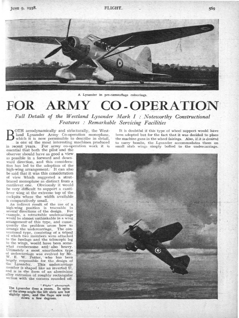 For Army Co-Operation: - Features: Remarkable Servicing Facilities ...