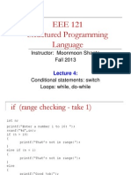 EEE 121 Structured Programming Language: Instructor: Moonmoon Shanta Fall 2013