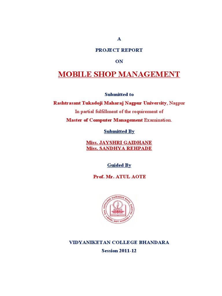Mobile Shop Management Project Report | PDF | Career & Growth | Computers
