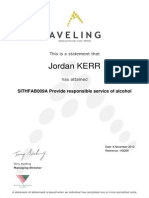Jordan KERR: SITHFAB009A Provide Responsible Service of Alcohol