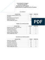 Plan de Estudio Especializacion en Ingenieria de Vias Terrestres