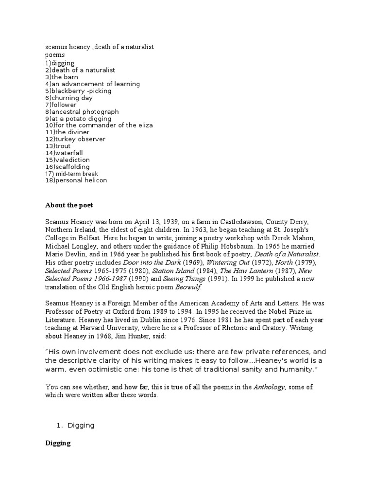 Seamus Heaney Frog Poetry