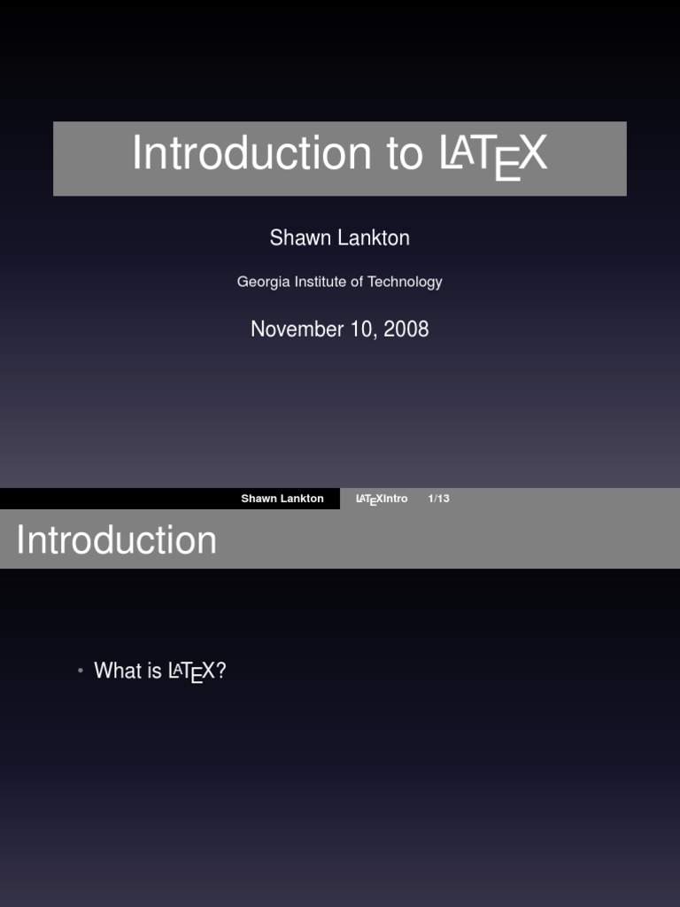 Introduction to LaTeX Guide | PDF | Te X | Text