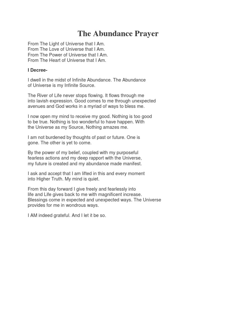 The Abundance Prayer | PDF | Religion & Spirituality