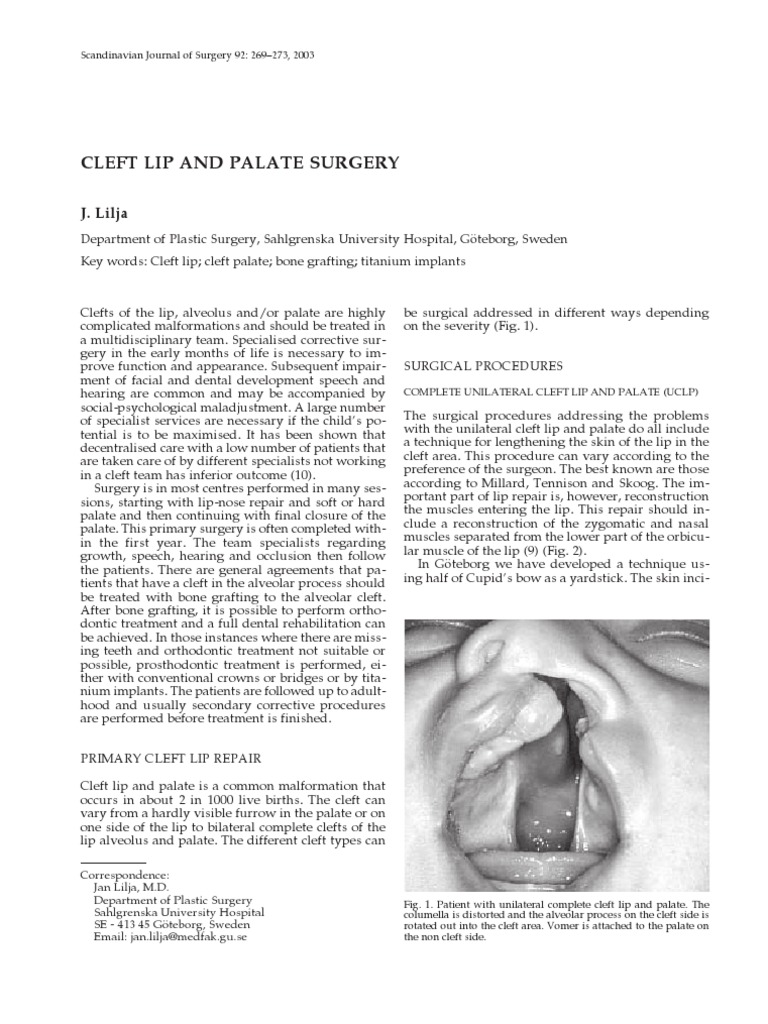 Cleft Lip and Palate Surgical Techniques | PDF | Dental Implant | Human ...