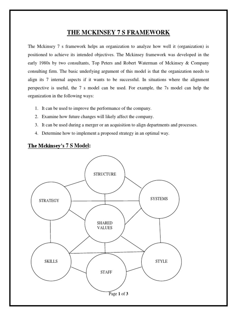 The Mckinsey 7 S Framework | PDF | Strategic Management | Mergers And ...