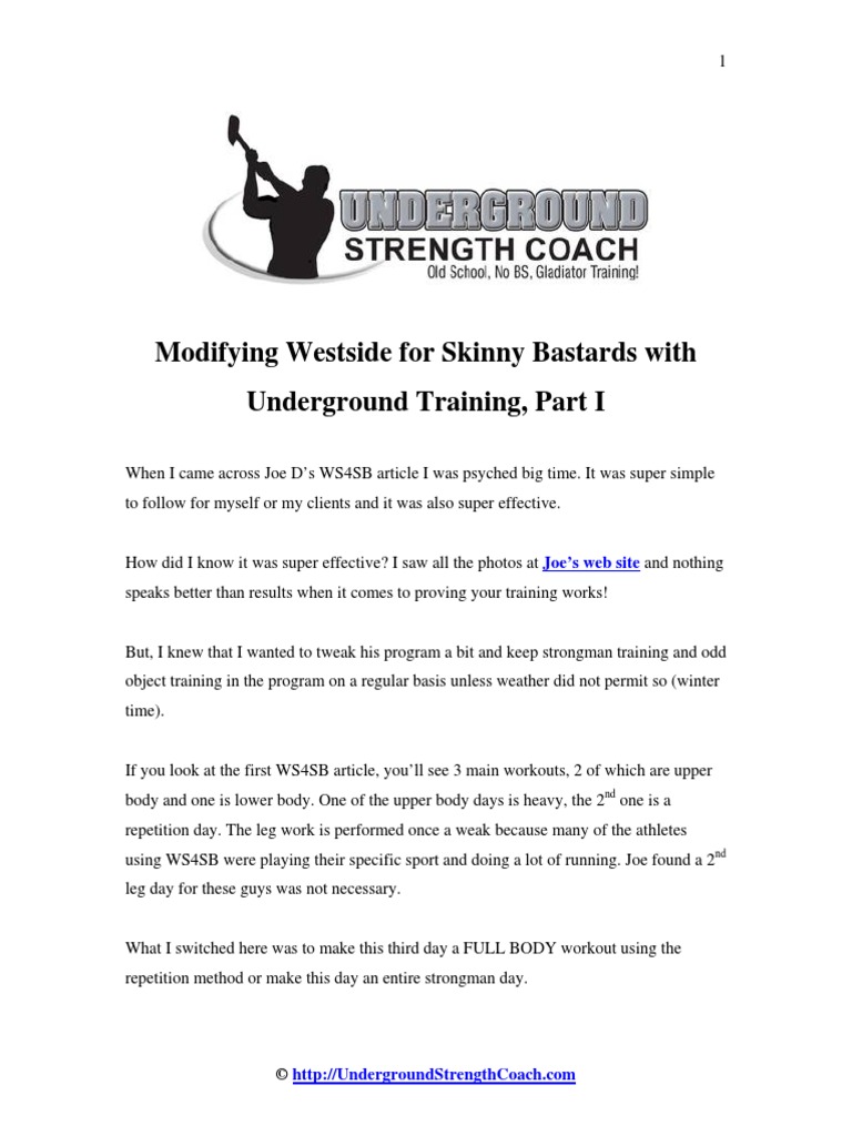 Modifying Westside For Skinny Bastards With Underground Training, Part