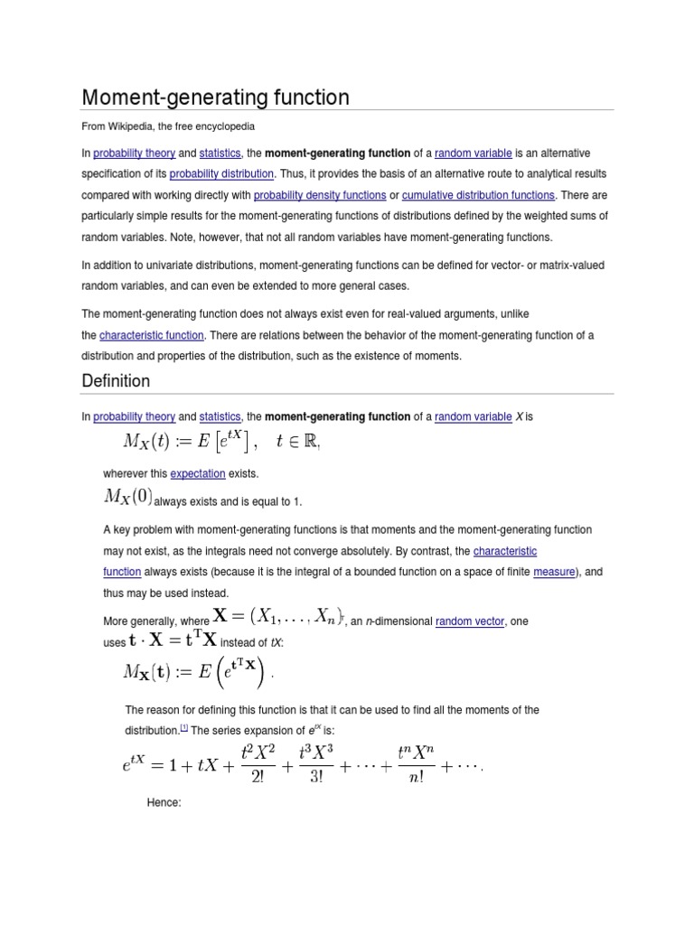 Moment Generating Function | Probability Distribution | Random Variable